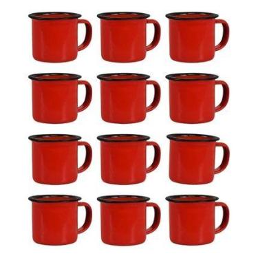 Imagem de Caneca Esmaltada Retro Antiga Vermelha 150ml 12 Unidades - Leão Verde