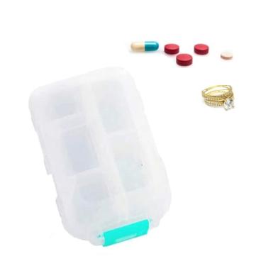 Imagem de Pacote de 1 Caixa Comprimidos 7 Dias 10 Compartimentos com Rótulos Cutter Medicamentos Portátil Pílulas para Viagem Idos