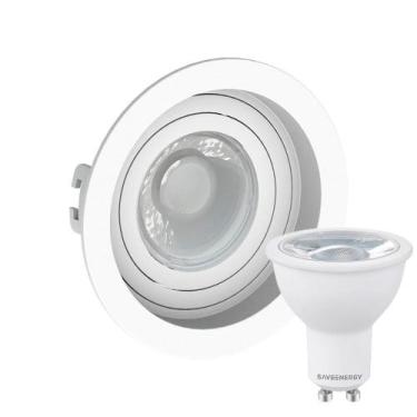 Imagem de Kit 6 Spot Embutir Redondo Recuado Dicroica Mr16 Branco + Lâmpada Dicr