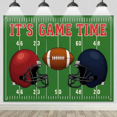 Imagem de BlissYard Decoração de fundo de festa de dia de jogo de futebol, 2,4 x 1,8 m, hora de jogo, esportes, pano de fundo, faixa de fundo para fotos de festa de futebol, cabine fotográfica, evento