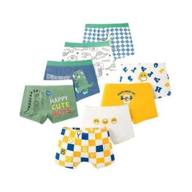 Imagem de Cuecas Boxer De Algodão Para Meninos, 4 a 8 Peças, Estampa Gráfica De 