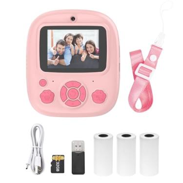 Imagem de Câmera Digital com Impressora Instantânea Tela de 2 4 Polegadas Suporta Tira Tempo Gravação Vídeo 1080P 720P Impressão Sem Tinta 3 Rolos Papel Cartão Memória 32G Leitor