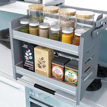 Imagem de ZDJZMGZ Resistente deslizante sob a prateleira, conveniente suporte de prateleira superior de elevação para baixo, organizador de prateleira de metal para temperos e utensílios de cozinha