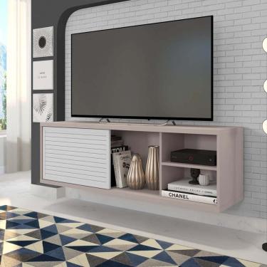 Imagem de Rack Suspenso Para Tv Até 55 Polegadas 136cm Em Bp Porta Pier Multiverso Espresso Móveis Cacao/branco Bp (tx)