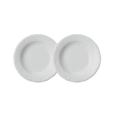 Imagem de Jogo 2 Pratos Fundos Pomerode Brancos 24 Cm Porcelana Schmidt