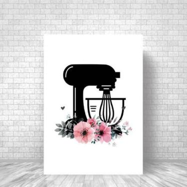 Imagem de Quadro Flores 45x34cm - Película Acetato - Madeira Branca