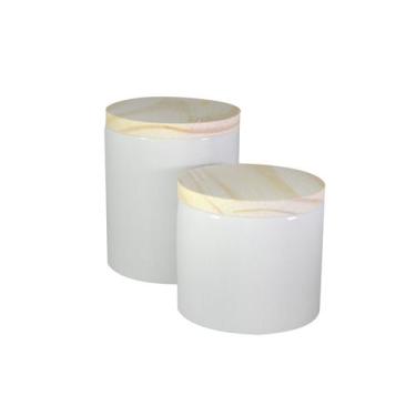 Imagem de kit c/ 2 Potes de Porcelanas (1G + 1P) para algodão e cotonete - Dema 