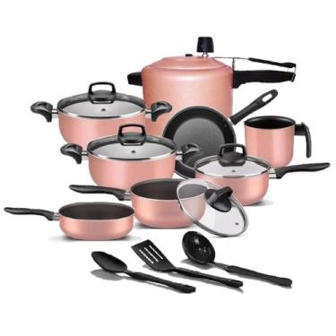 Imagem de Conjunto classic rose 11 peças com panela de pressão champanhe - Marpa