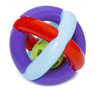 Imagem de Bola Maluquinha Chocalho Infantil Para Bebê Colorido e Macio - MERCO T