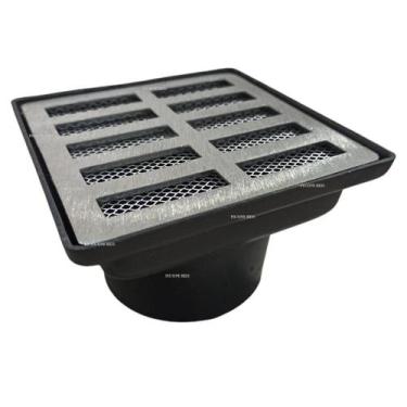 Imagem de Ralo 15x15 Pluvial Alumínio com Coletor Saída Baixa 100mm Jardim Quint