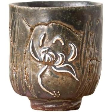 Imagem de Xícara de chá retrô de grande capacidade doméstica estilo japonês com padrão de lótus, capacidade: 107.7 g-A2