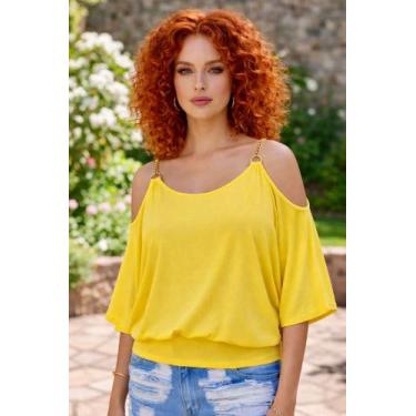 Imagem de Blusa Feminina Viscolycra Ombro Vazado Com Alcinha - nascimentomodas20