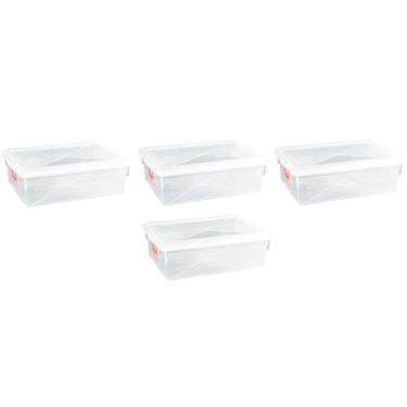 Imagem de 4 Caixas Plásticas C/ Tampa Organizadora Multi Uso 11 Litros - Pleion