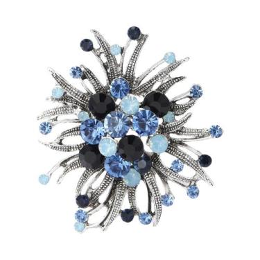 Imagem de Broches De Luxo Femininos Com Strass Em Formato De Flor, Alfinetes De 