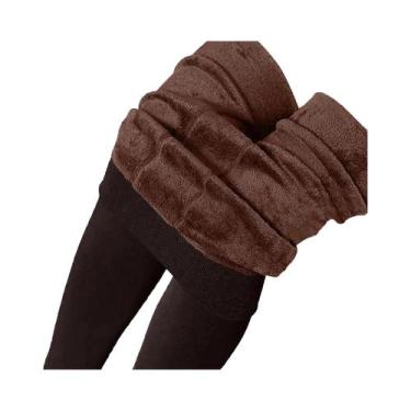 Imagem de Leggings Térmicas Femininas De Cintura Alta Forradas Com Fleece Quente