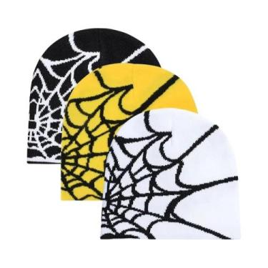 Imagem de Chapéus Femininos De Malha Com Teia De Aranha Y2K, Pacote Com 3, Elást