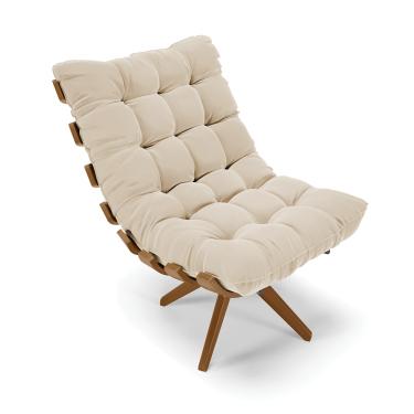 Imagem de Poltrona Giratória Costela Suede Branco Base Madeira MA25 D'Rossi