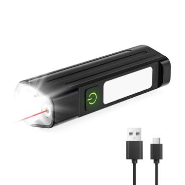 Imagem de AdamStar Lanterna EDC recarregável com feixe vermelho, combinação de LED branco, luzes magnéticas portáteis de alto lúmens, fontes triplas para trabalho de emergência ao ar livre (1 unidade)