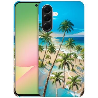 Imagem de GlamCase Capa para Samsung Galaxy A56 5G, Samsung A56 - Design de palmeiras fofas na praia impresso fino e elegante plástico rígido encaixável capa protetora para celular traseira para Samsung A56
