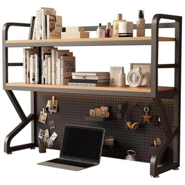 Imagem de Rack de exibição de armazenamento Pegboard – Organizador moderno de mesa de metal para escritório em casa, móveis de dormitório, cabana de madeira e estante