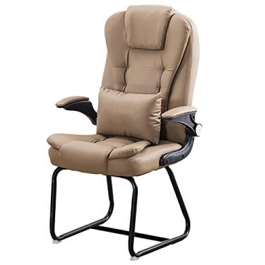 Imagem de Cadeira de escritório para jogos, cadeira de computador - Cadeira lateral confortável para conferências com braços, cadeira de assento resistente - Cadeira de sala de jantar moderna, sem rodas