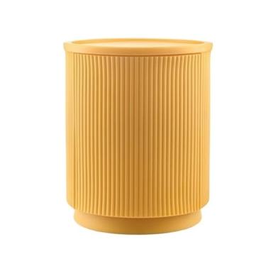 Imagem de Mesa de canto redonda moderna - mesa de cabeceira de armazenamento de 2 camadas com porta única, design minimalista para sala de estar, quarto ou varanda, mesa lateral funcional para decoração de casa