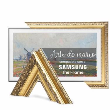 Imagem de TV GUARD Moldura para TV, moldura compatível com Samsung The Frame TV – Ajuste perfeito, sem interferência, compatível com modo artístico (ouro rústico, 109 cm)