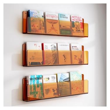 Imagem de 3 porta-folhetos de acrílico sobre a porta – Organizador de arquivos de revistas que economiza espaço para escritório em casa, RV e armazenamento de panfletos de literatura (transparente, 59,9 cm)