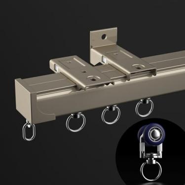 Imagem de Sistema de trilhos de cortina de alumínio resistente - curva de canto de 90 graus para cortinas de chuveiro em forma de L e forma de U - suporte de teto/parede, varões de cortina divisores de quarto