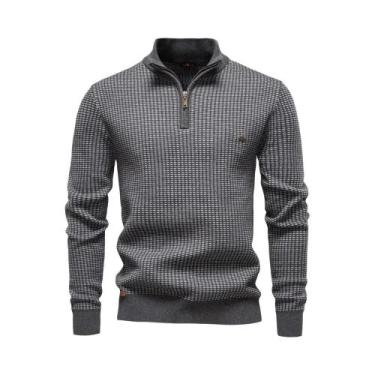 Imagem de Suéter Masculino De Inverno Em Malha Listrada De Algodão Grosso Com Go