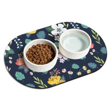 Imagem de Tapete absorvente de alimentação para gatos de 50 x 30 cm, tapetes de água para animais de estimação protegem o chão, sem manchas, jogo americano de secagem rápida para comida e água, tapetes de