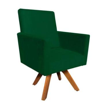 Imagem de Poltrona giratoria nina suede base madei - SLK Decor, Verde