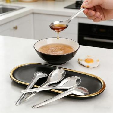 Imagem de Conjunto de 30 colheres de sopa de aço inoxidável, colher de jantar, colher de jantar, espelhada, colheres polidas para sopa de cereais de sobremesa de ramen (16 cm)
