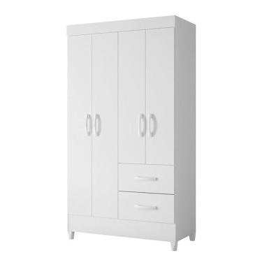 Imagem de Guarda Roupa Mobi 4 Portas E 2 Gavetas Flex Branco Fosco - Móveis Albatroz Branco Fosco