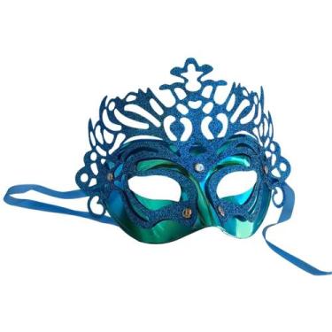 Imagem de Máscara Dupla Azul Carnaval Veneziana Festa Casamento - sm decora