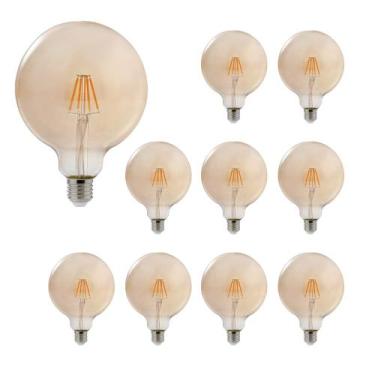 Imagem de 10Und Lâmpada LED Globo 4W G95 127V Luz Âmbar 2200k Avant