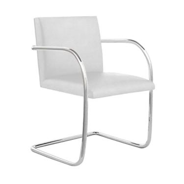 Imagem de Cadeira Brno Couro Natural Branco Tubular Cromada