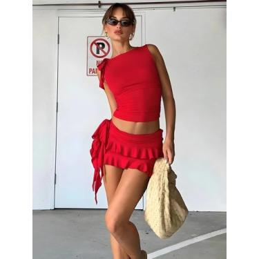 Imagem de Conjunto Feminino De Duas Peças Com Alças Finas E Detalhes Em Renda, C