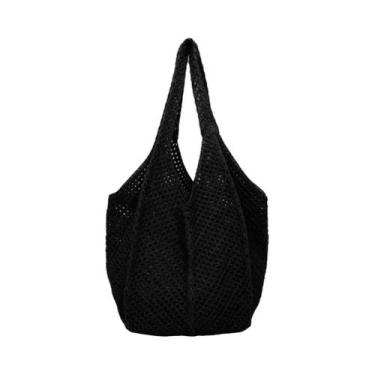 Imagem de Bolsa De Ombro Grande De Crochê Em Malha Sólida Para Mulheres, Moda De