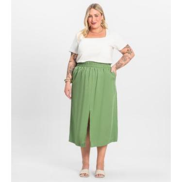 Imagem de Saia Midi Plus Size Secret Glam Verde, Plus G2, Verde