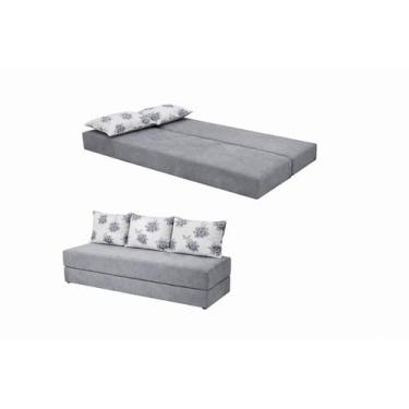 Imagem de Sofá Cama de Luxo Sofanete Cinza Estampado 3 em 1 - Multi Móveis