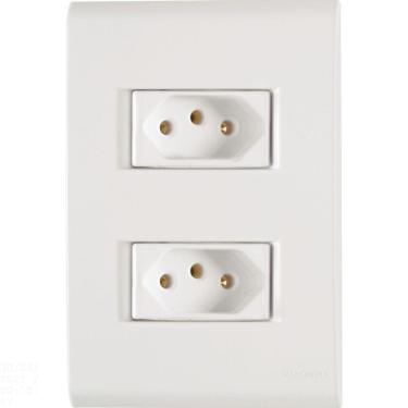 Imagem de Conjunto 4x2 Com 2 Tomadas 2p+t Tramontina 10 A 250 V Liz Branco Tramontina