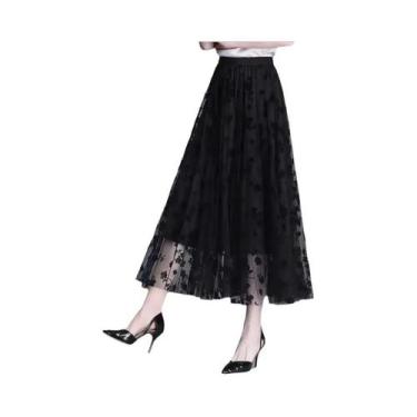 Imagem de Saia Midi Floral De Tule Para Mulheres, Moda De Verão Casual, Saias So