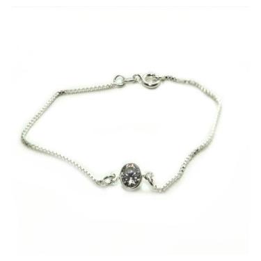 Imagem de Pulseira Feminina Ponto Luz Pedra Zirconia Prata Lei 925 - Lojas La&Ny