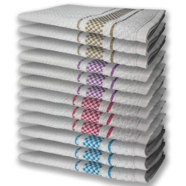 Imagem de 12 Panos De Prato Atoalhado Felpudo Premium Az+rs+rx+mr