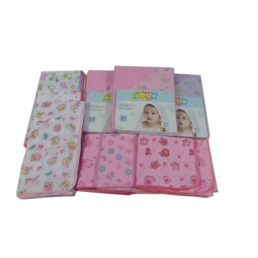 Imagem de Kit 10 Fraldas 4 Cueiros 3 Toalhas capuz dupla face menina