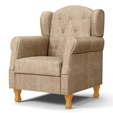 Imagem de Poltrona De Amamentação Com Pés De Madeira Lucy P04 Linho Bege Escuro - Mpozenato