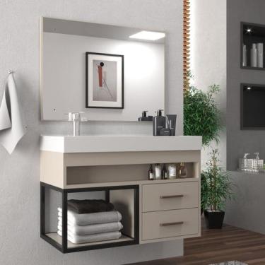 Imagem de Conjunto Gabinete para Banheiro com Espelheira New 80 - Belizze