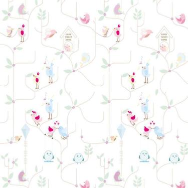 Imagem de Papel De Parede Passarinhos Cantando E Pipa Infantil Adesivo