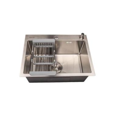 Imagem de Cuba Para Cozinha Gourmet Pia Aço Inox Escovado 65X50X25CM Com Acessór
